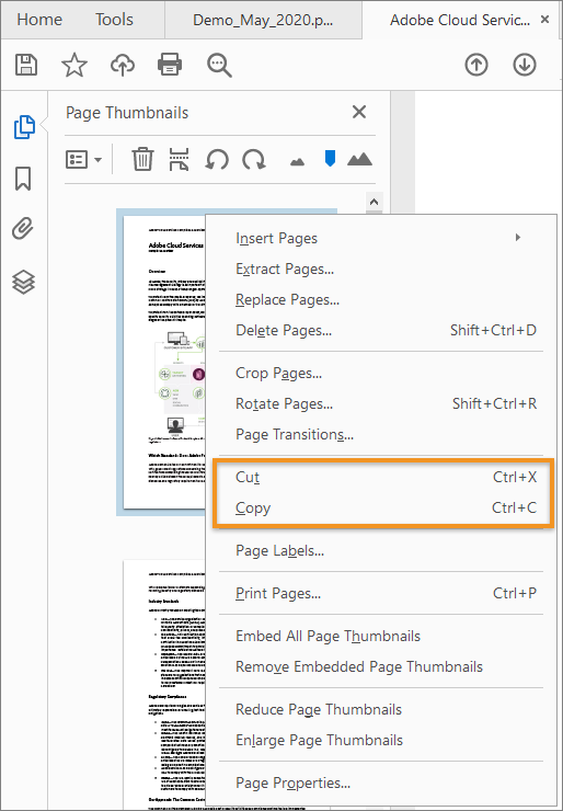 Cut, copy, and paste thumbnails in Organize Pages ... - Adobe Community ...