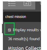 Machine generated alternative text:chest mission •splay results 36 result(s) found 